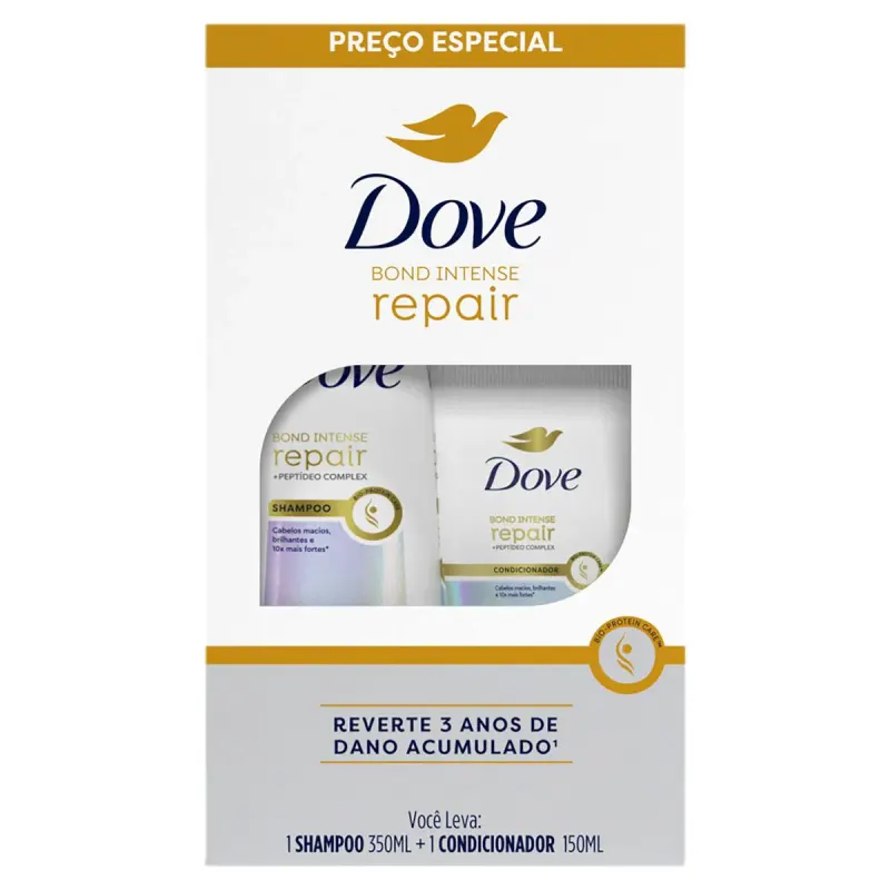 Kit Dove Bond Intense Repair Shampoo 350ml + Condicionador 150ml
