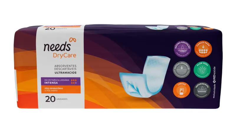 Absorvente Needs DryCare Incontinência Urinária Intensa 20 Unidades