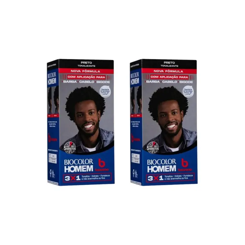 Coloraçao Biocolor Homem Bozzano Preto - Kit C / 2un