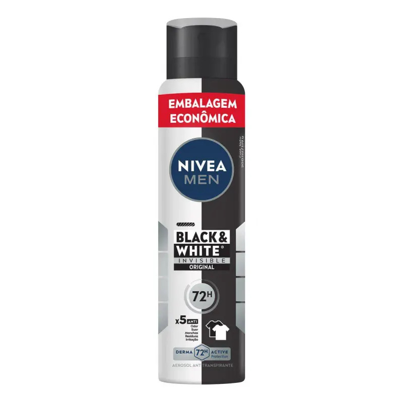 Desodorante Antitranspirante Aerosol Nivea Men Black & White Invisible 48h 200ml