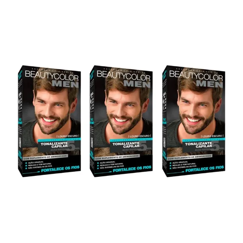 Coloraçao Beauty Color Men Louro Escuro - Kit C / 3un