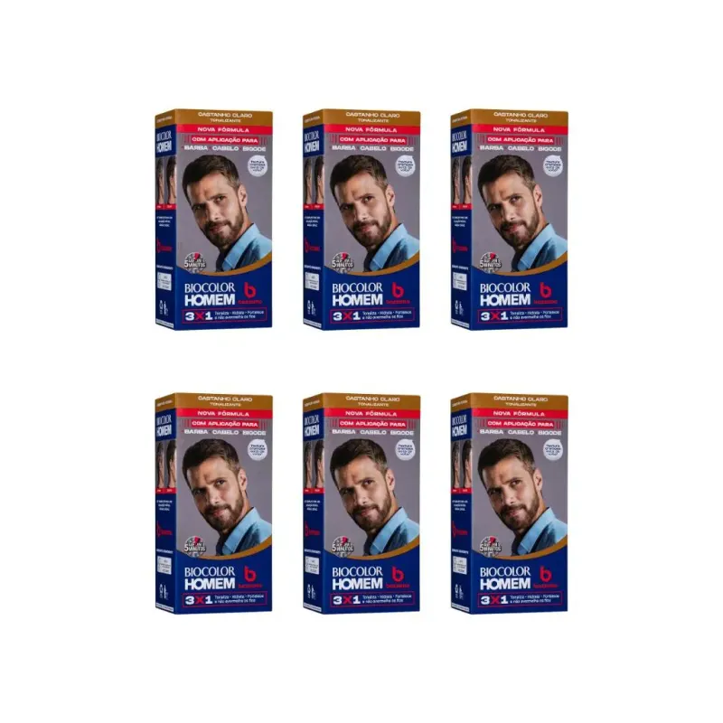 Coloraçao Biocolor Homem Bozzano Castanho Claro - Kit C / 6un