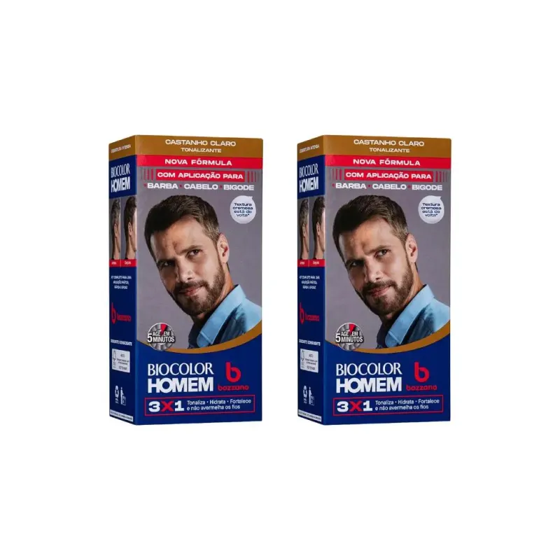 Coloraçao Biocolor Homem Bozzano Castanho Claro - Kit C / 2un