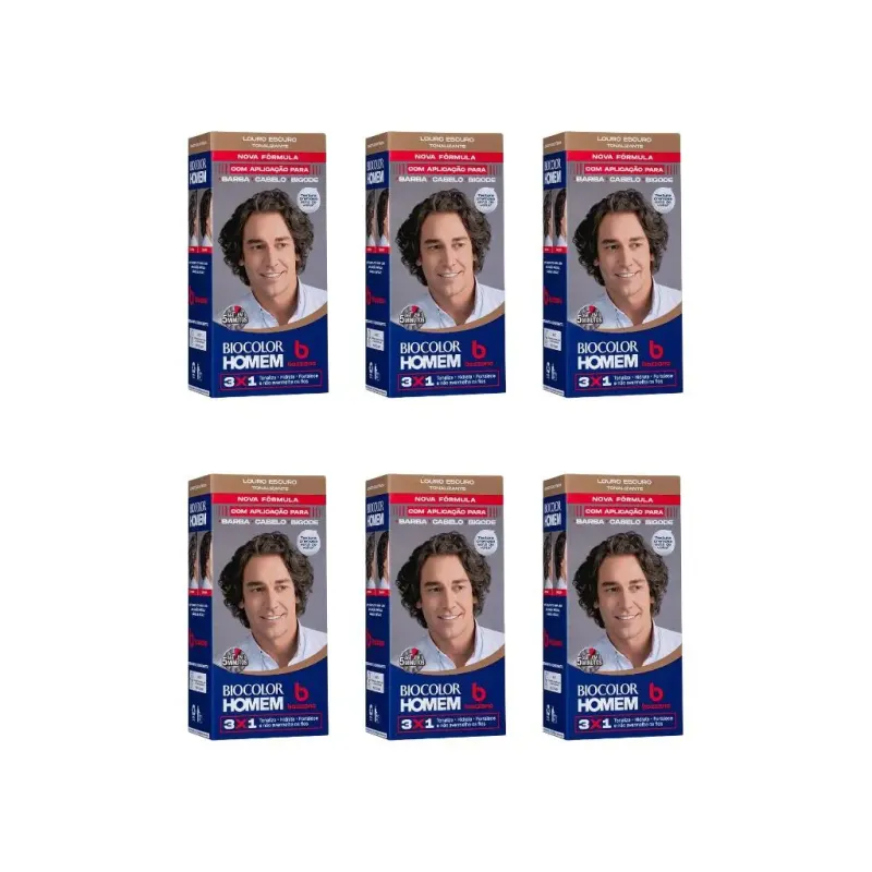 Coloraçao Biocolor Homem Bozzano Louro Escuro - Kit C / 6un