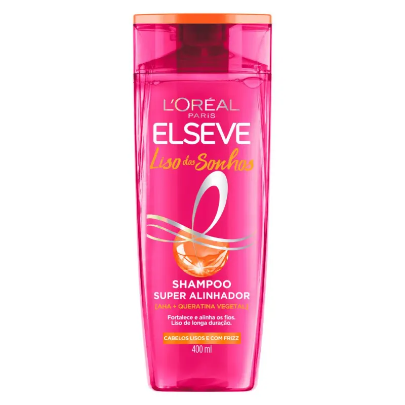 Shampoo Elseve Liso dos Sonhos Super Alinhador com Queratina Shampoo Alisante para Liso Duradouro 400ml