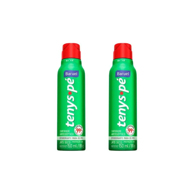 Talco Pes Tenys Pe Baruel Aerossol 150ml Seco Canf - Kit C / 2un