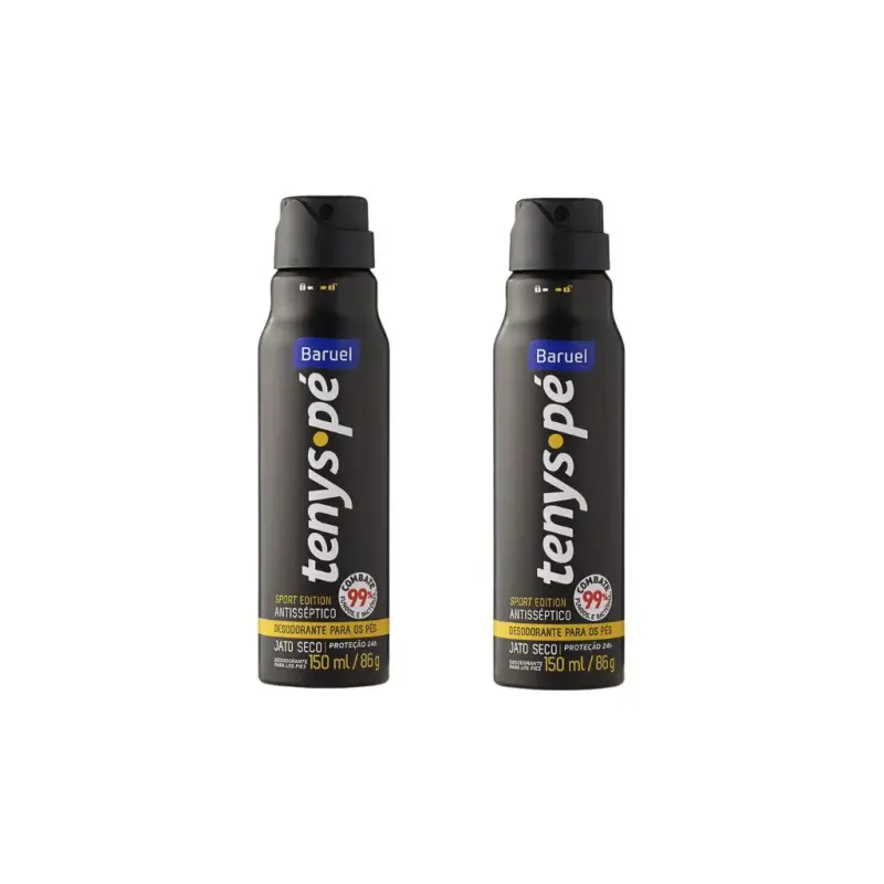 Talco Pes Tenys Pe Baruel Aerossol 150ml Seco Sport - Kit 2un
