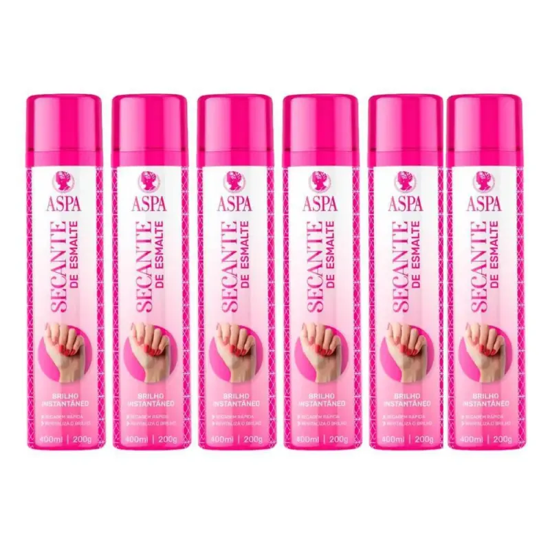 Kit 6Un Spray Secante de Esmalte Aspa - 400ml - Seca Instantaneo