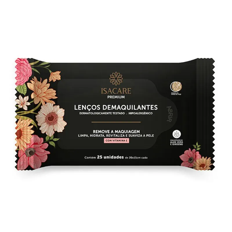 Lenços Demaquilantes Isacare Premium 20 unidades