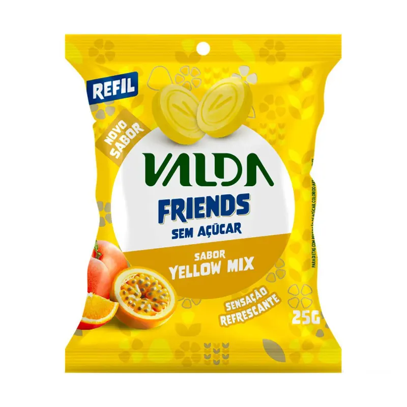 Pastilhas Valda Friends Frutas Amarelas Sem Açúcar 25g