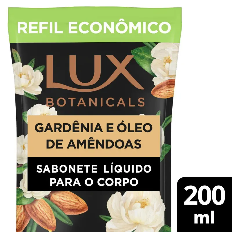 Refil Sabonete Líquido Lux Botanicals Gardênia e Óleo de Amêndoas 12h Glicerinado 200ml