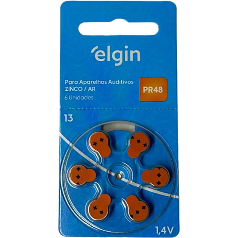 Bateria para Aparelho Auditivo Elgin 13 1.4v - 06 unidades