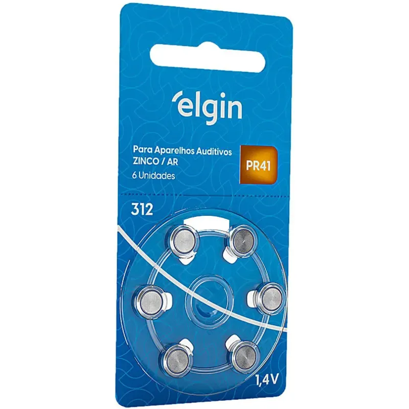 Bateria para Aparelho Auditivo Elgin 312/41 1.4v - 06 unidades