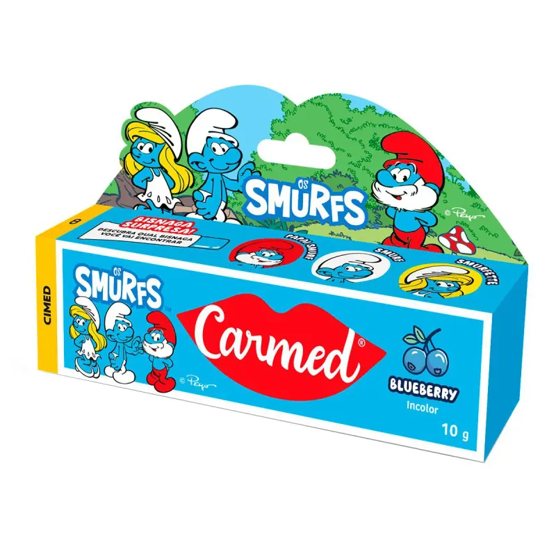 Hidratante Labial Carmed Os Smurfs Blueberry Incolor 10g