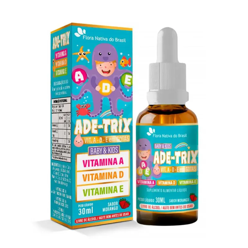 Ade-trix Kids (vitamina A, D e E) Sabor Morango 30ml Flora Nativa