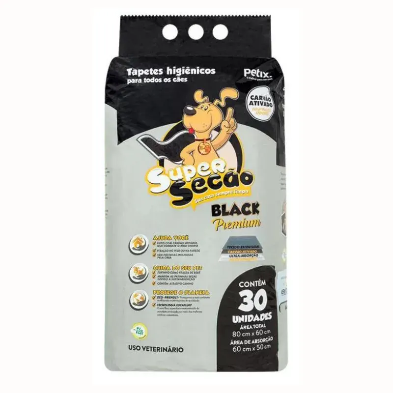 Tapete Higiênico Super Secão Premium com Carvão Ativado 30 Unidades