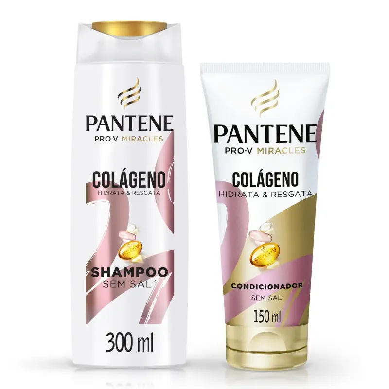 Kit Pantene Pro-V Miracles Colágeno Hidrata & Resgata Shampoo 300ml + Condicionador 150ml