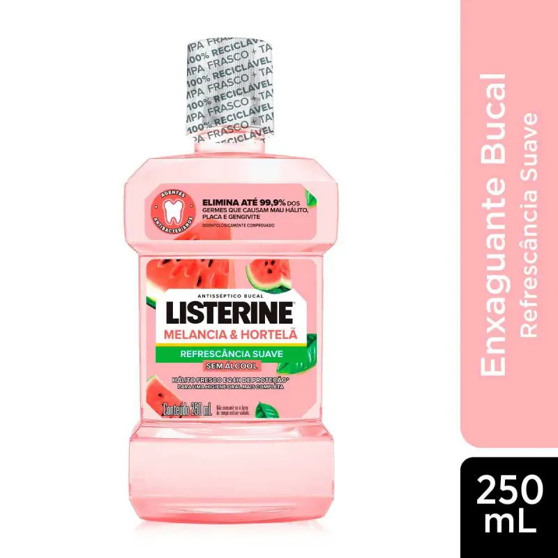 Enxaguante Bucal Listerine Melancia & Hortelã Sem Álcool 250ml