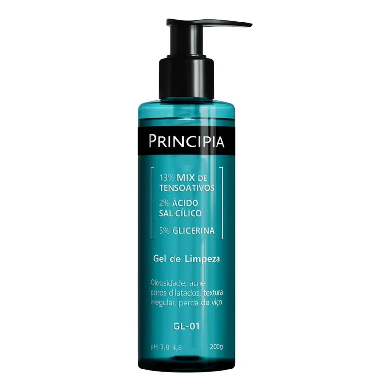 Gel de Limpeza Facial Principia Skincare GL-01 13% Tensoativos + 2% Ácido Salicílico + 5% Glicerina 200g