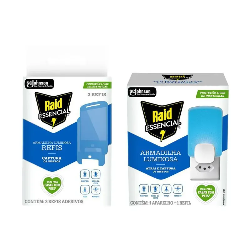 Kit Raid Essencial Aparelho Armadilha Luminosa + 3 Refis