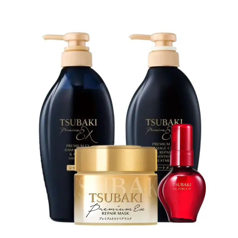 Tsubaki Premium Ex Repair Shampoo 450ml + Condicionador 450ml + Premium Ex Repair Mascara 180g + Oleo Capilar Camellia 6