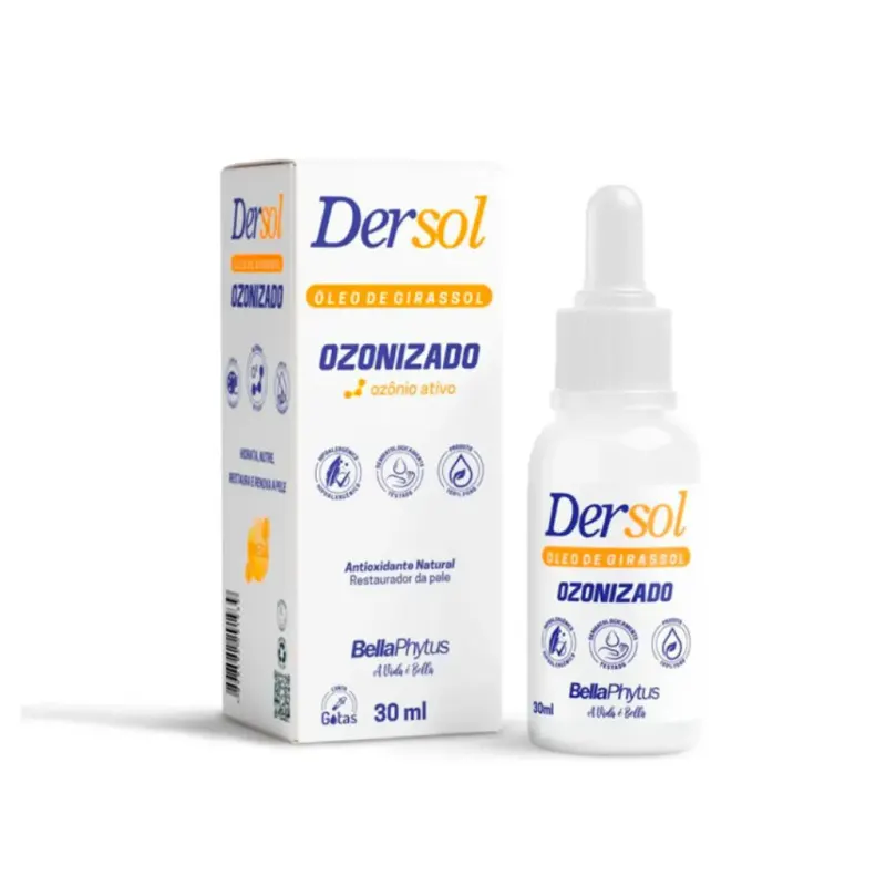 Óleo de Girassol Ozonizado Extra Virgem 30Ml Dersol 100% Puro