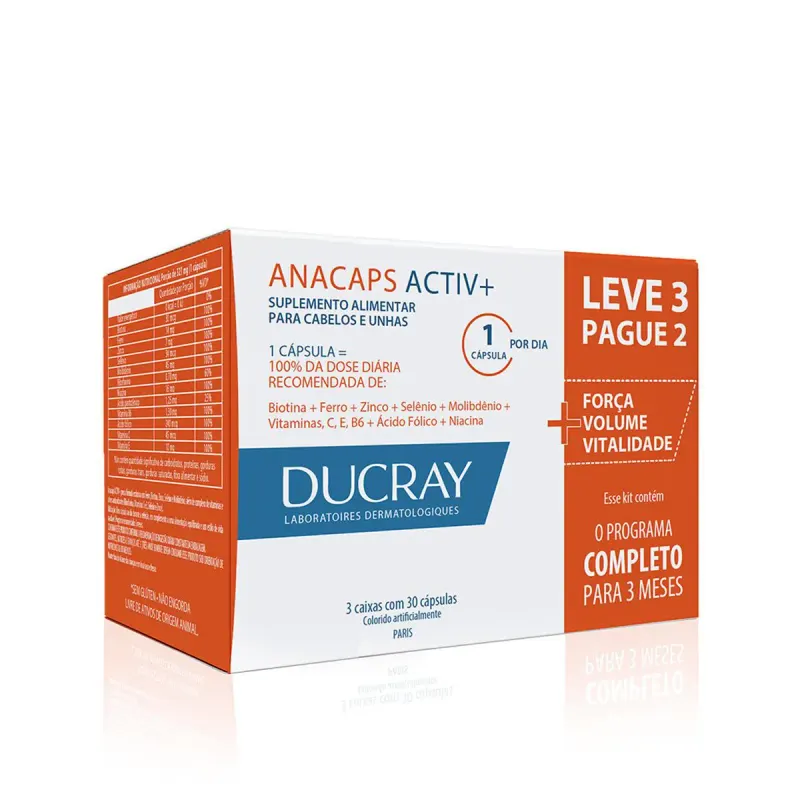 Polivitamínico Anacaps Activ+ Cabelos e Unhas 90 cápsulas