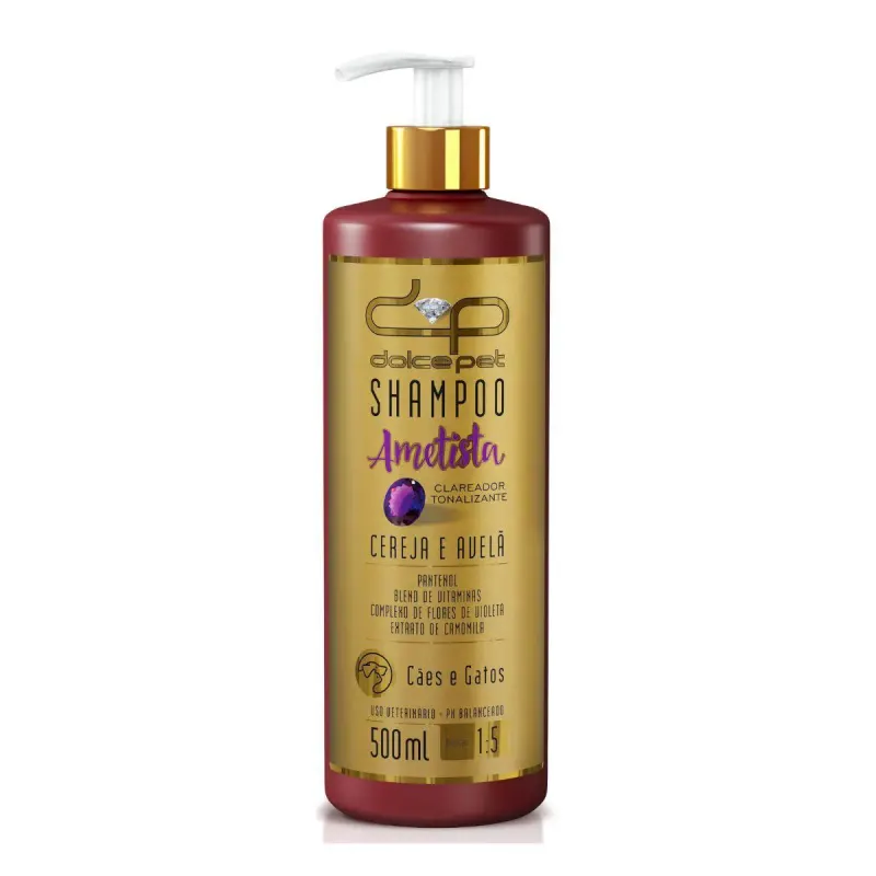 Shampoo Clareador Tonalizante Cereja e Avelã Dolce Pet Cães e Gatos - 500 Ml