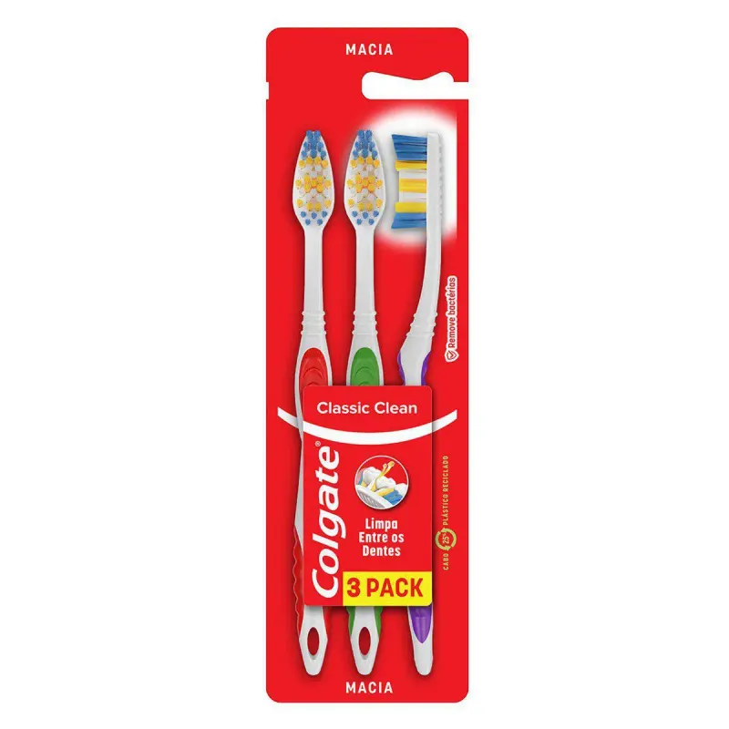 Escova de Dente Colgate Classic Clean 3 unidades