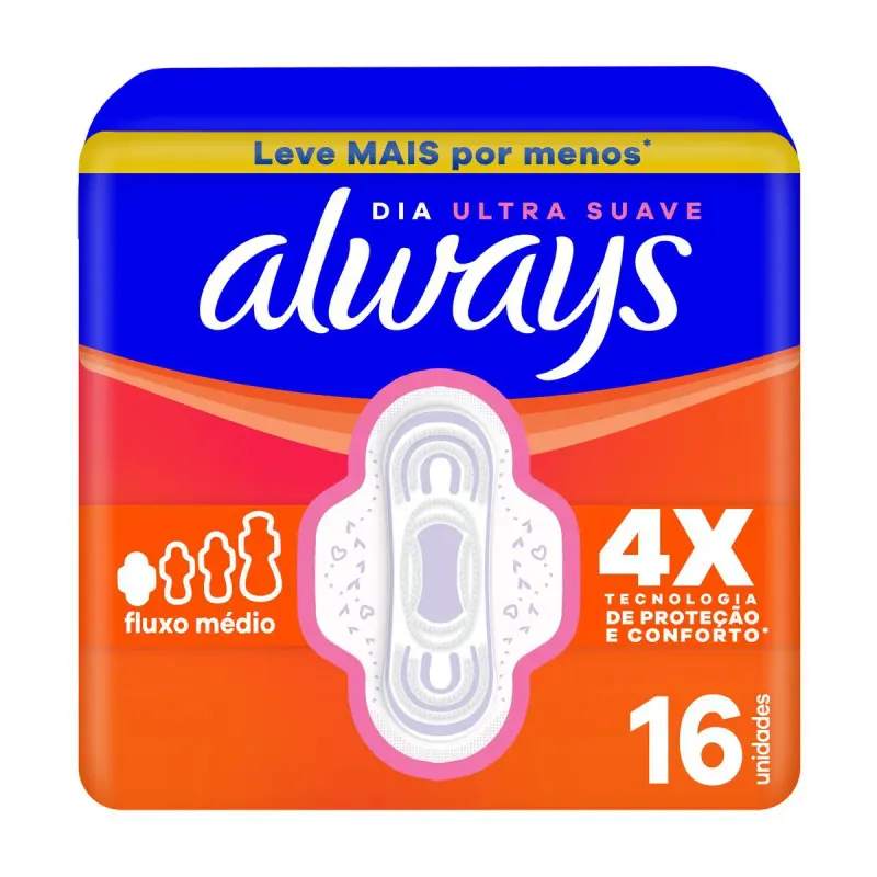 Absorvente Always Dia Ultra Suave com Abas 16 unidades