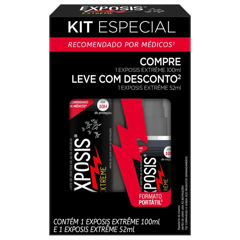 Kit Repelente Exposis Extrême Spray Icaridina 100ml + 52ml