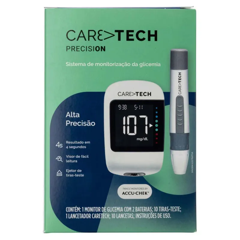 Kit Caretech Precision para Controle de Glicemia 1 Monitor de Glicemia + 1 Lancetador + 10 Tiras + 10 Lancetas by Accu-Chek