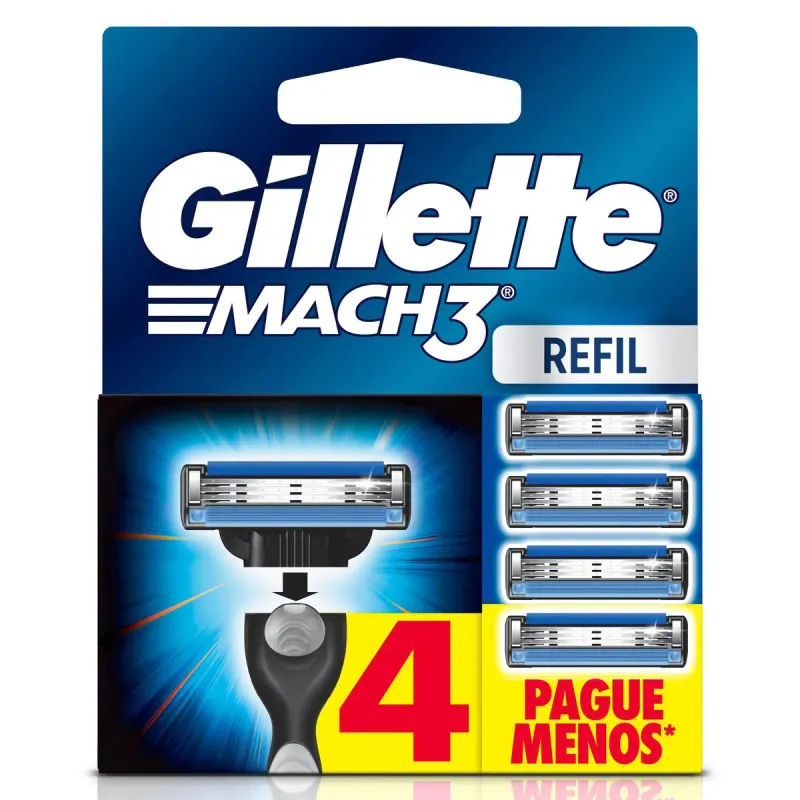 Refil para Barbear Gillette Mach3 com 4 unidades