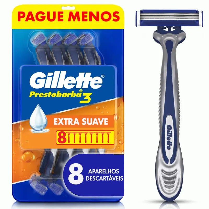 Barbeador Gillette Prestobarba 3 Comfortgel 8 unidades