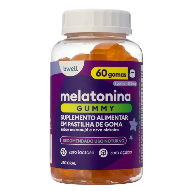 Melatonina bwell Gummy Maracujá e Erva Cidreira 60 gomas