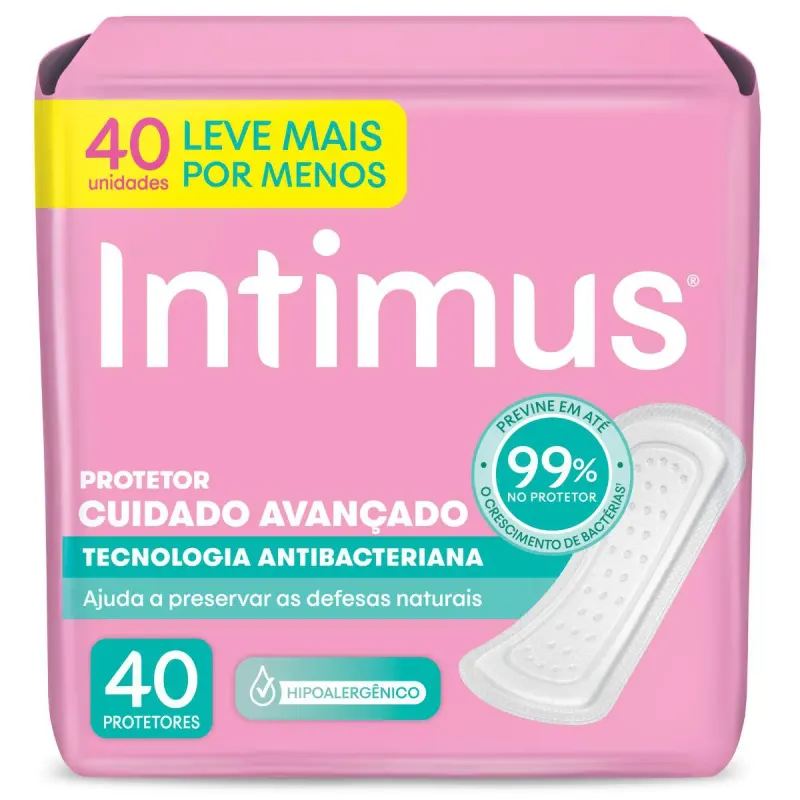 Protetor Diário Intimus Tecnologia Antibacteriana 40 Unidades