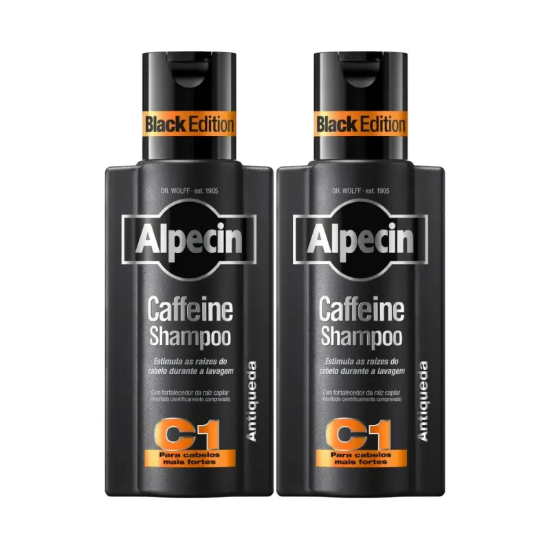 Kit Shampoo Antiqueda Alpecin Caffeine Black Edition 250ml 2 unidades