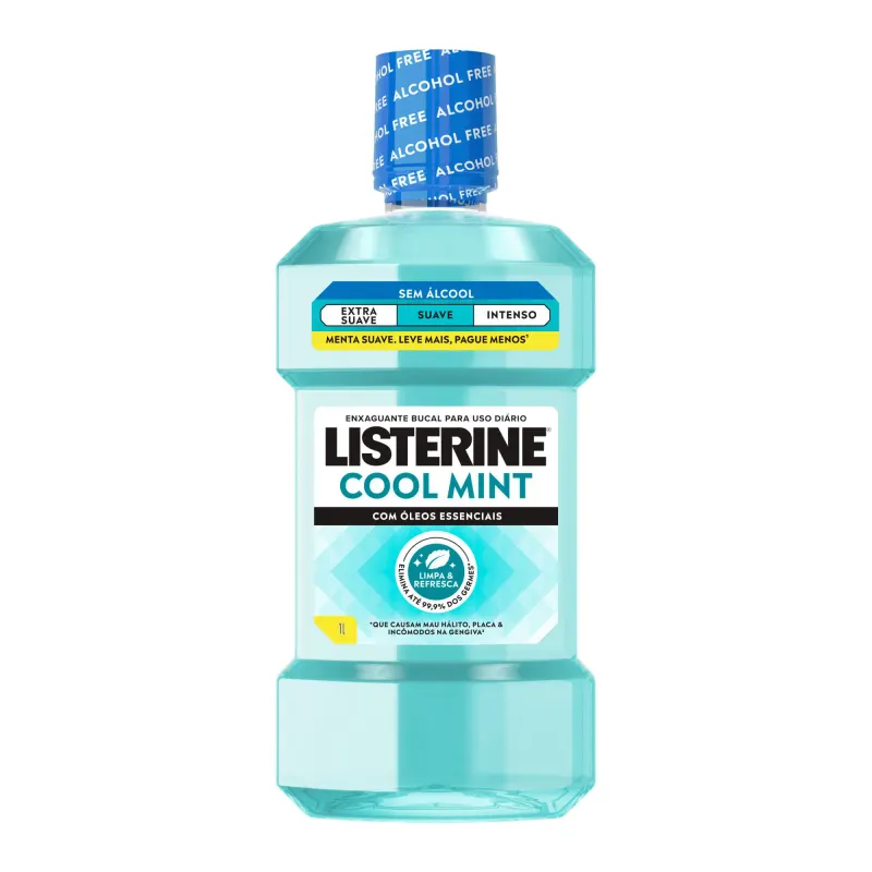 Enxaguante Bucal Antisséptico Listerine Cool Mint Suave Sem Álcool 1L