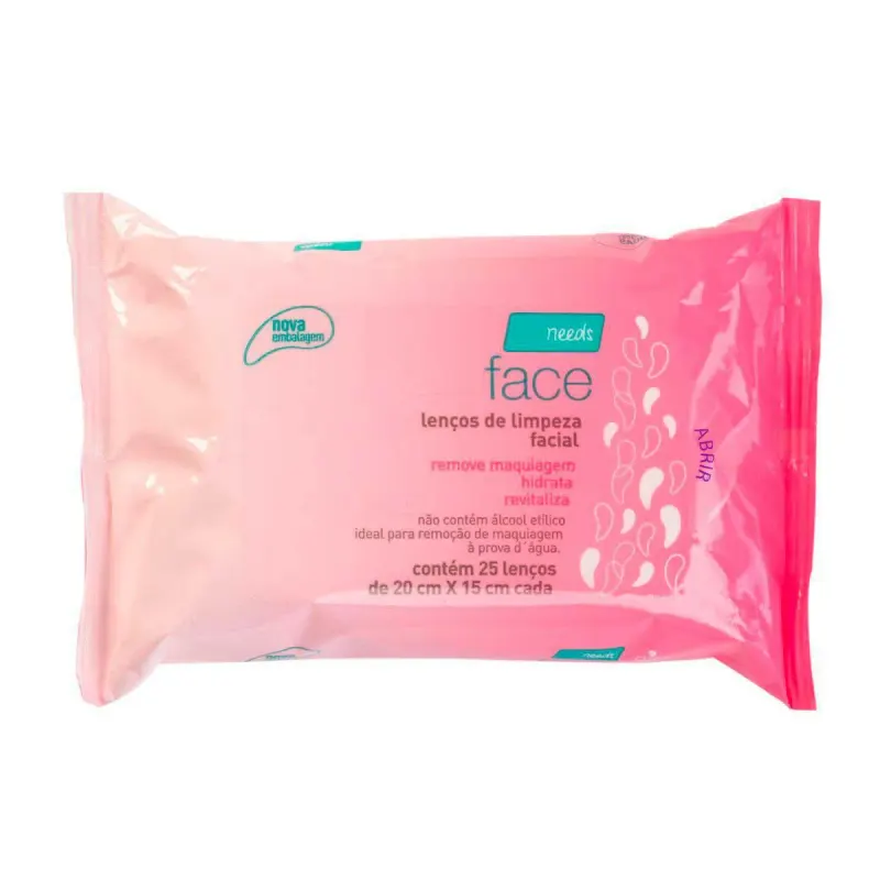 Lenço Demaquilante Needs Face Limpeza Facial 25 Unidades