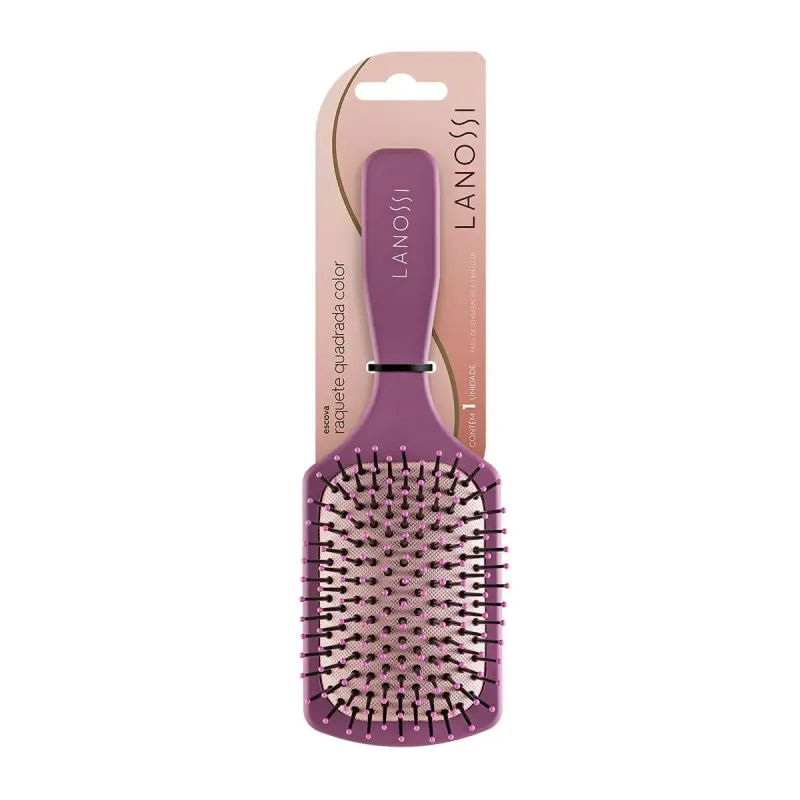 Escova de Cabelo Lanossi Color Raquete Quadrada - 1 unidade