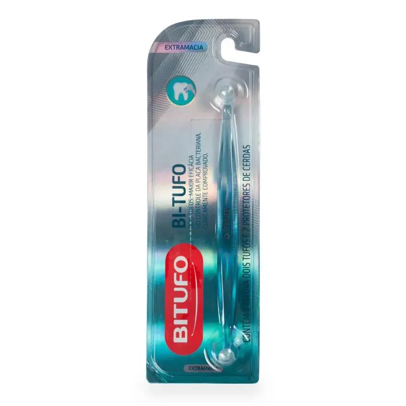 Escova de Dente Bitufo Extramacia Dois Tufos com 1 unidade + 2 protetores de cerdas