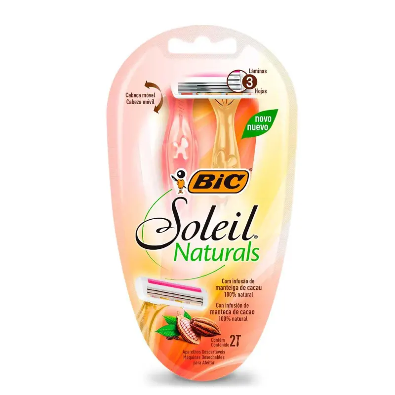 Depilador Descartável Bic Soleil Naturals Premium com 2 unidades