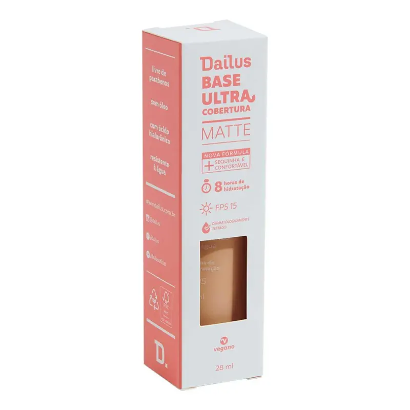 Base Líquida Dailus Ultra Cobertura Matte 28ml - D6 Médio