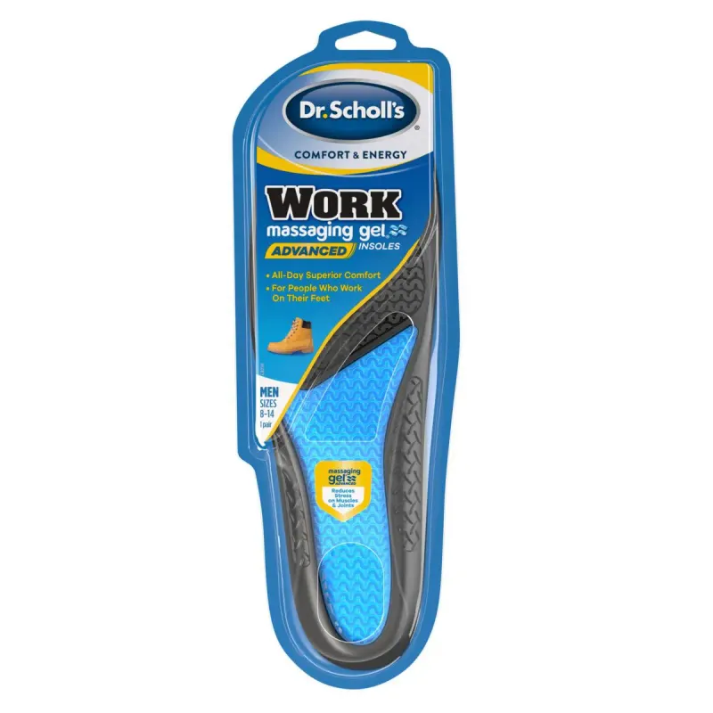 Palmilha de Gel Dr Scholls Massaging Gel Comfort & Energy Work Azul Transparente 1 par