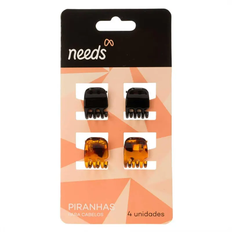 Piranha de Cabelo Mini Needs Tartaruga 4 Unidades