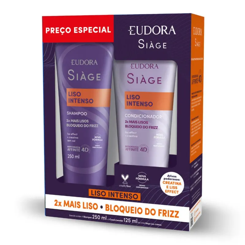 Kit Siàge Eudora Liso Intenso Shampoo 250ml + Condicionador 125ml