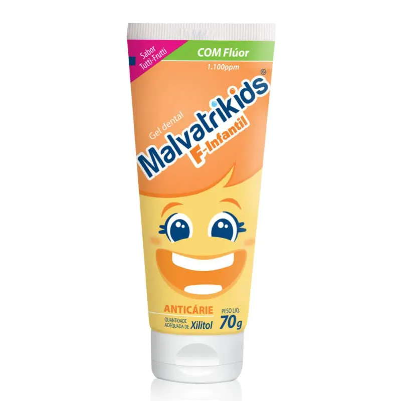 Gel Dental Malvatrikids F-Infantil Anticárie Tutti-Frutti com 70g