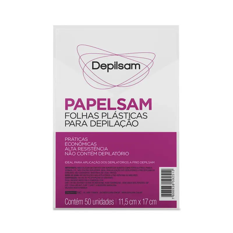 Papelsam Folhas Plásticas para Depilção Depilsam 50 Fls
