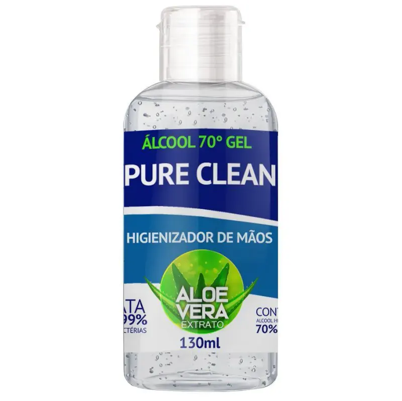 Alcool Gel 70% Pure Clean Higienizador de Mãos 130ml Aloe Vera
