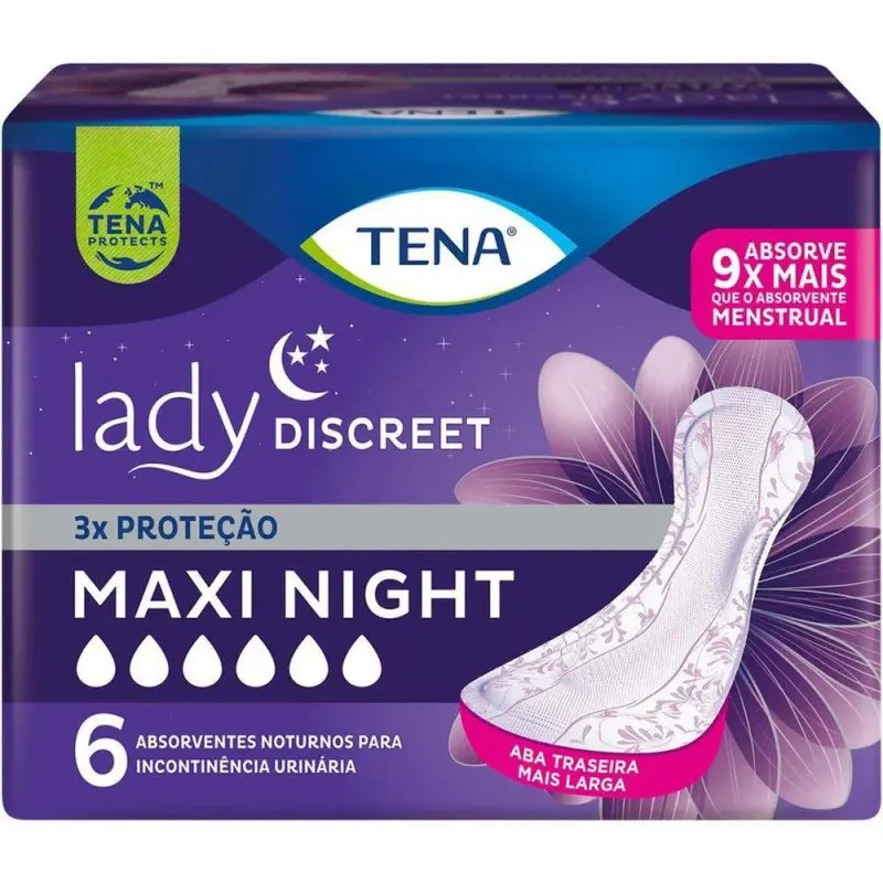 Absorvente Tena Lady Discreet Maxi Night 6 unidades